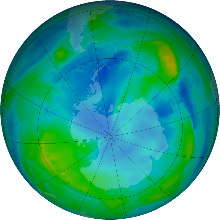 Antarctic ozone map for 23 May 2003
